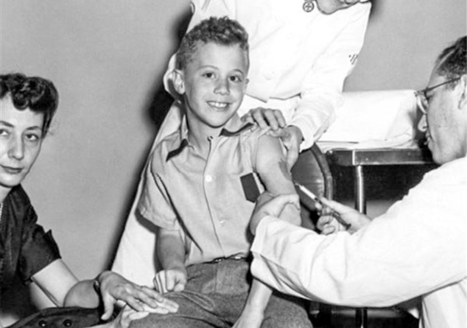 Dr. Jonas Salk vaccinating his family